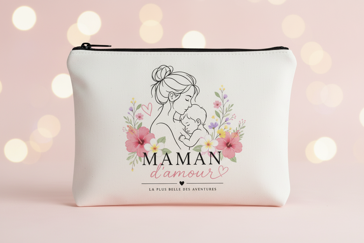 Pochette Maman d'amour - Hibiscus Plumeria